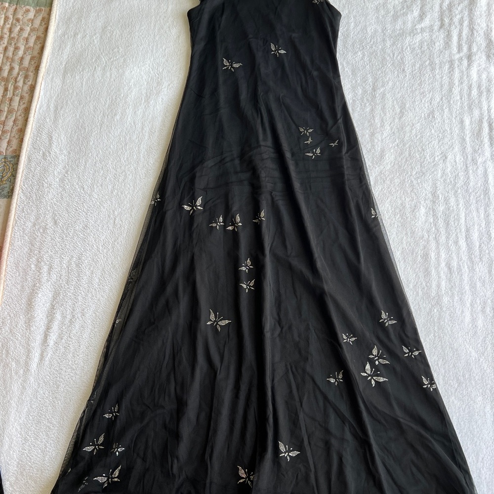 Elegant Black floor length butterfly Dress
